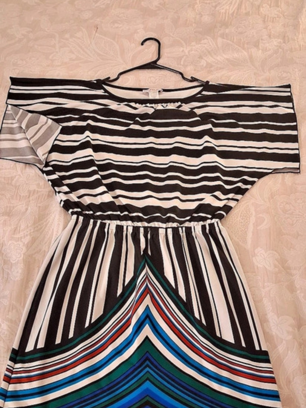 Kensie Striped Mini Dress in Black & Blue Size Large Like New